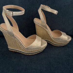 Jennifer Lopez Metallic Gold Wedge Heels